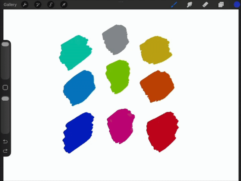 Animation showing the process of reducing saturation in Procreate